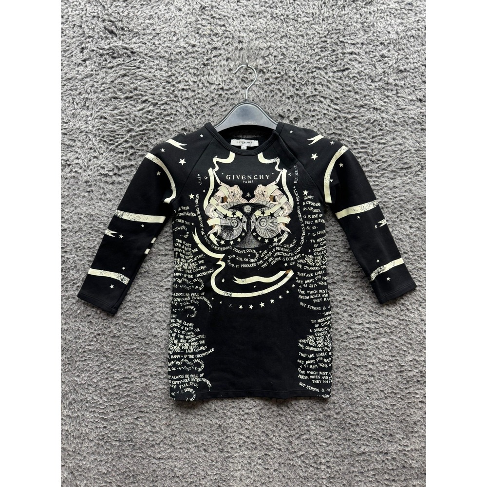 Givenchy Paris Gemini All Over Print Long Sleeve Shirt Black Kids Size 5